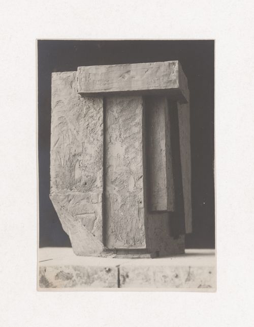 Photograph of a student model on the topic "Constructing a Voluminous Form with Finding and Expressing Mass and Weight" for the "Space" course at the Vkhutemas (Higher State Artistic Technical Studios), Moscow