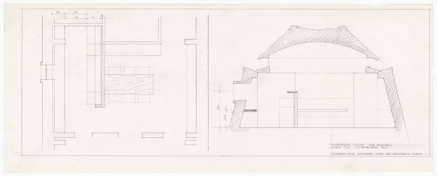 Section and plan for Casa Tabanelli, Stintino, Italy