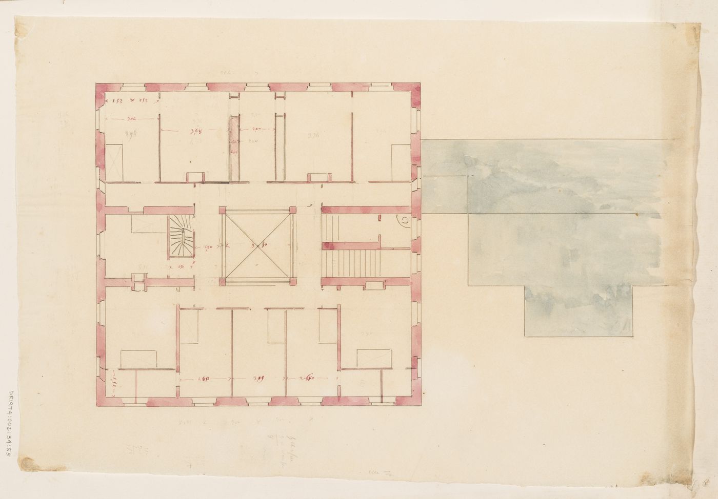 Project no. 8 for a country house for comte Treilhard: Second floor plan