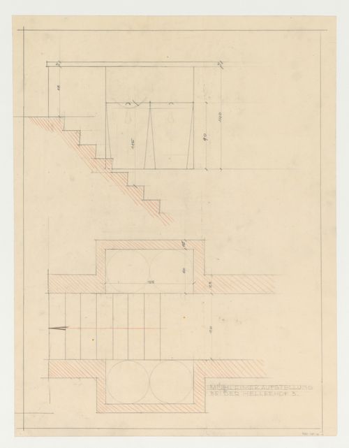 Plan and elevation for trash can installation, Hellerhof Housing Estate, Frankfurt am Main, Germany