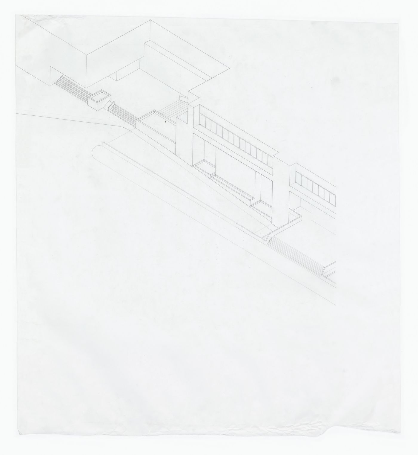 Axonometric drawing for Henry Moore Sculpture Centre, Art Gallery of Ontario, Stage I Expansion, Toronto