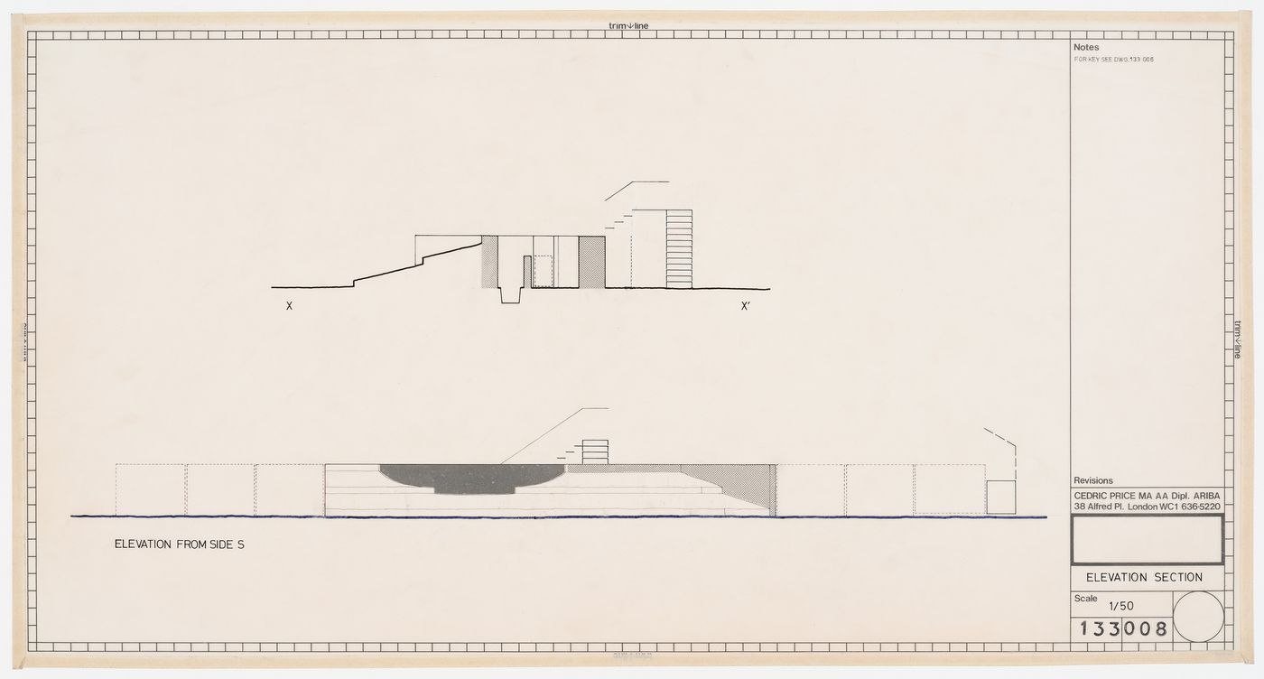 Westpen: elevation from side "S" and section (X-X')