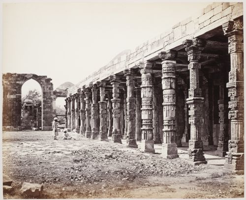 View of a colonnade, Quwwat al-Islam [Might of Islam] Mosque Complex, Delhi, India