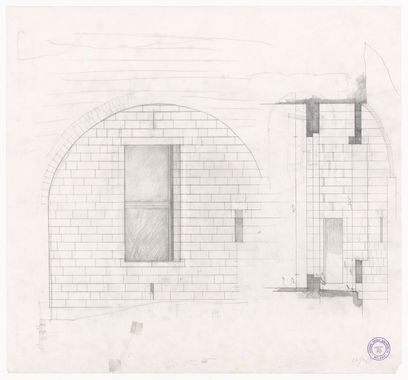 Elevation and section for Casa per Vittorio Matino, Otranto, Italy