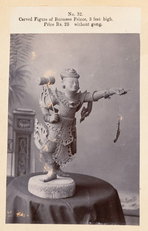 View of a statue, F. Beato Limited, C Road, Mandalay, Burma (now Myanmar)