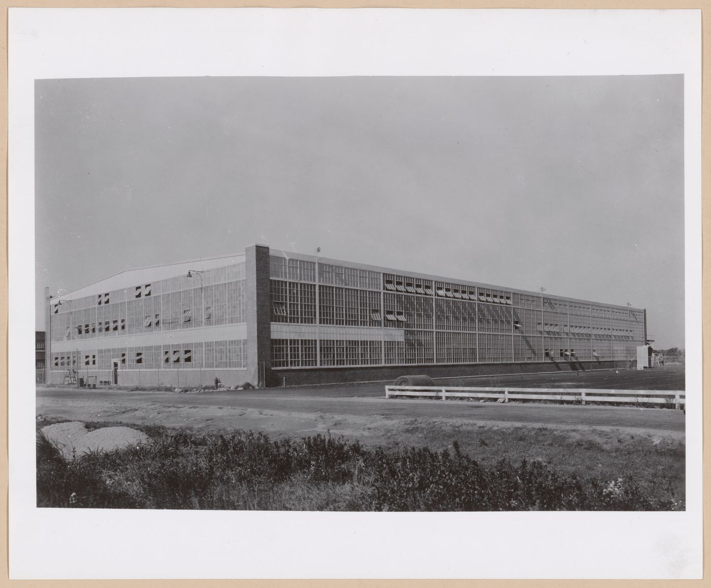 View of the principal and lateral façades of the addition to the Engineering Building, United Aircraft Corporation Chance-Vought Airplane division Assembly Plant, Stratford, Connecticut
