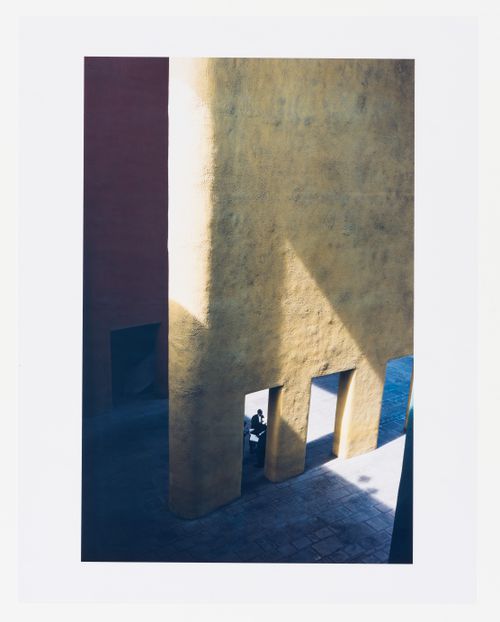 The coloured piers marking the ceremonial entrance to the High Court, part of the Capitol complex, Chandigarh, India
