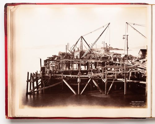 View of the Forth Bridge under construction, Firth of Forth, Scotland, United Kingdom