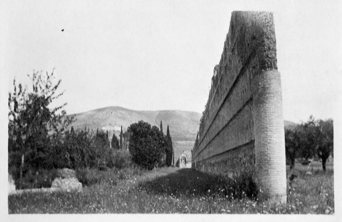 Photograph of an unidentified brick wall, possibly in Villa Adriana, Tivoli, Italy