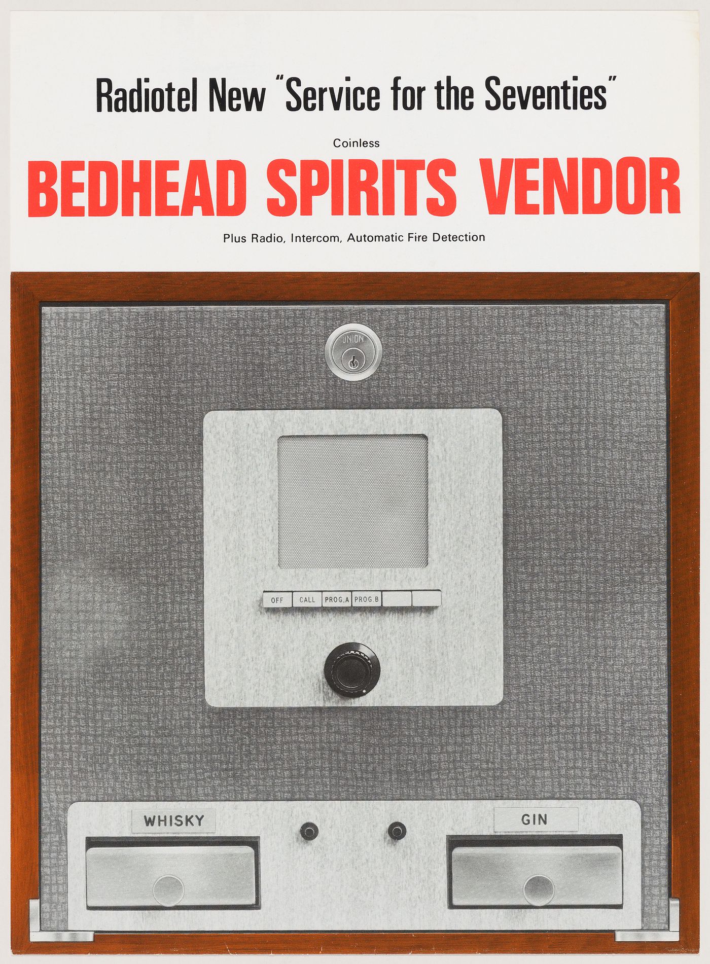 Promotional leaflet for Radiotel Bedhead Spirits Vendor