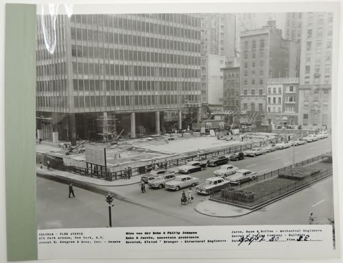 Seagram building under construction, 375 Park avenue, New York, N.Y., south-east view