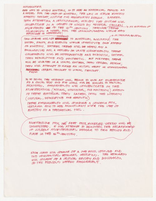 Draft notes for history class syllabus