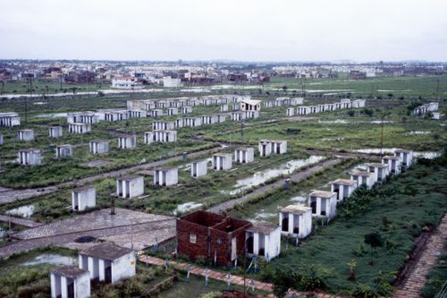 View of McGill's plot during construction at Aranya for the Aranya Housing Project, Indore, India