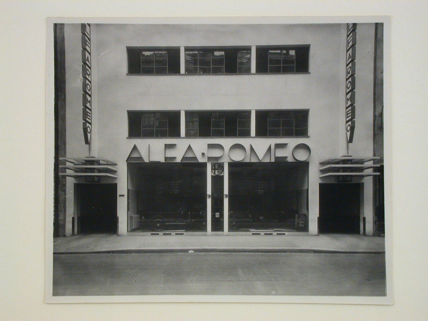 Partial view of street façade, Alfa Romeo showroom, rue Marbeuf, Paris, France