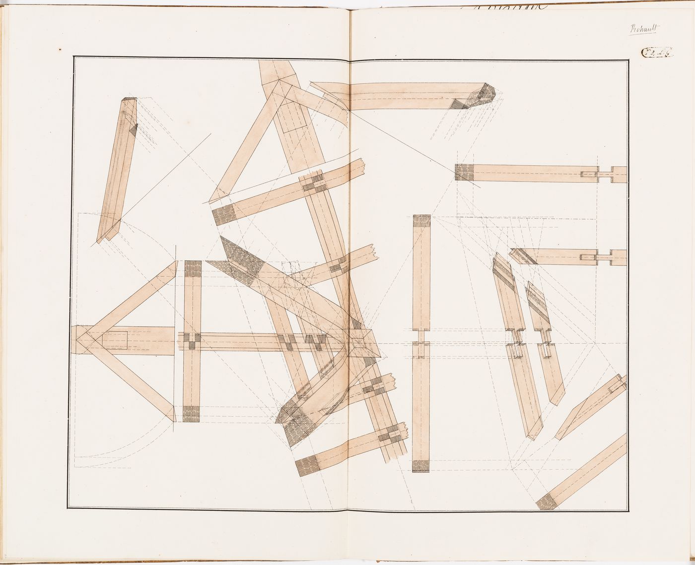 Details of joints for wood beam construction