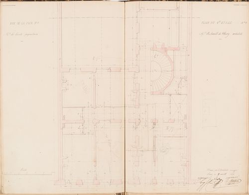 Contract drawing for the Hôtel du Timbre for Monsieur Le Comte, 7 rue de la Paix, Paris: First floor plan for the "2e appartement"