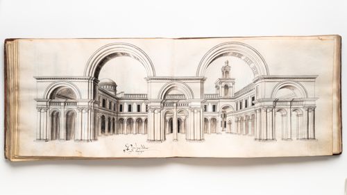 Perspective view for a courtyard of a residence