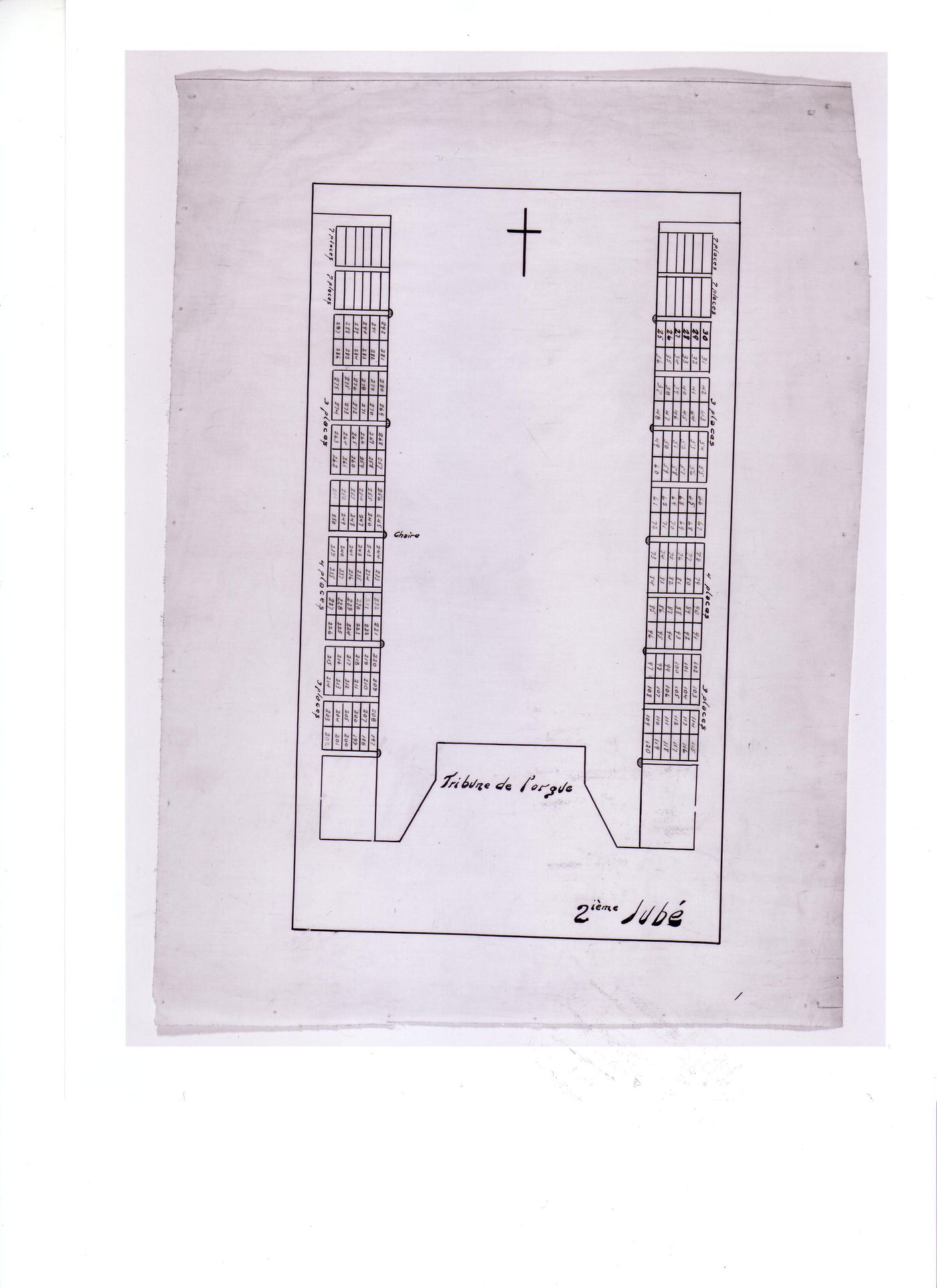 Seating plan for the second rood loft for Notre-Dame de Montréal [?]