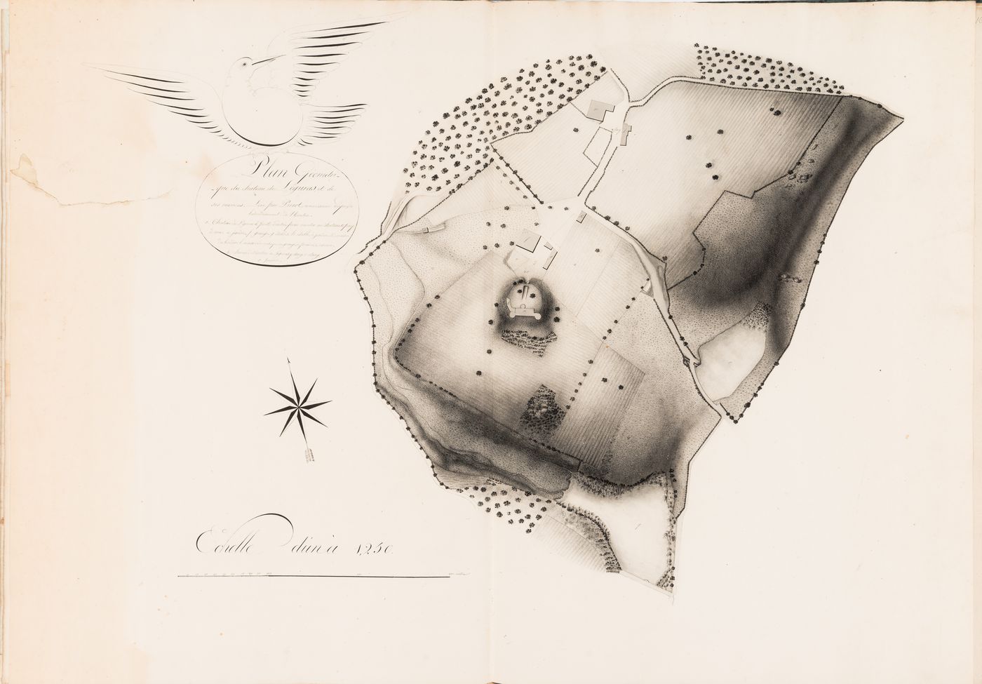 Château for M. le marquis de Sainte-Aulaire: Site plan for the château and vicinity