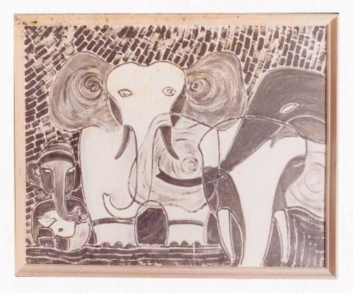 Photograph of Aditya Prakash's artwork of elephants