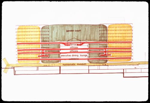Garden court concept diagram for Bank of Canada Building, Ottawa, Ontario