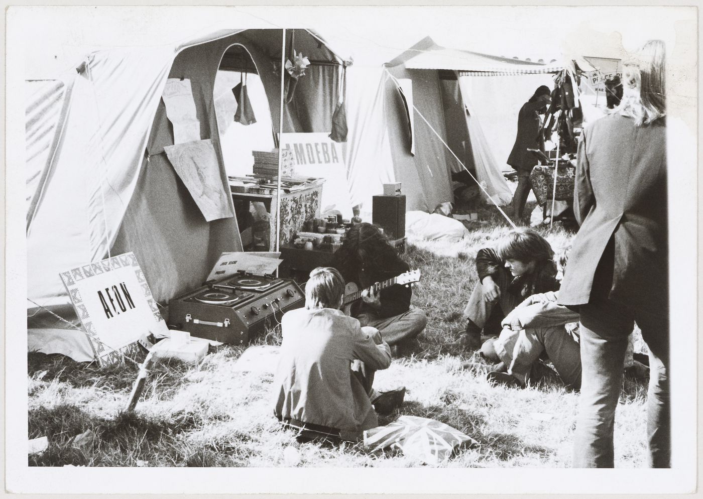 View of open-air market at the Phun City event, Patching, England