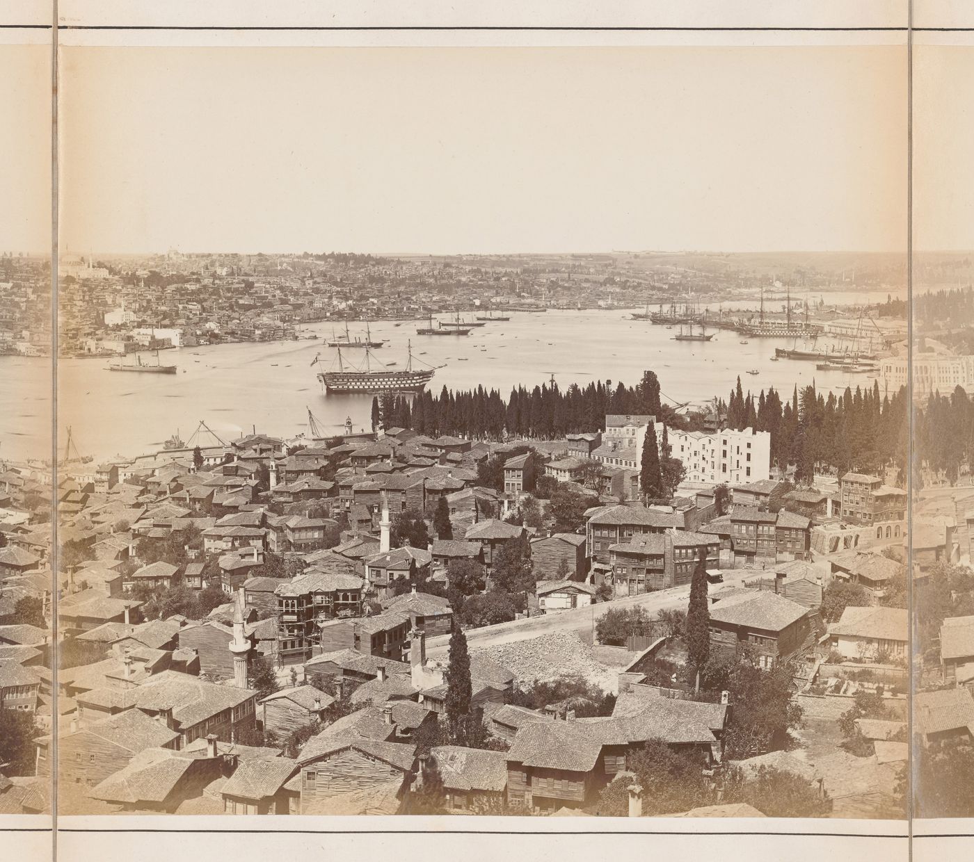 Section of a panorama of Constantinople (now Istanbul, Turkey) from the Galata Tower