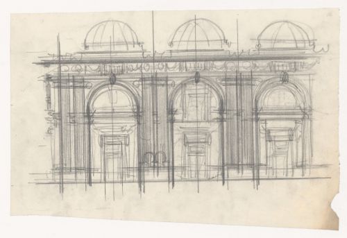 Élévation des portes et de la façade principale, Annexe au Palais de Justice de Montréal, Montréal, Québec