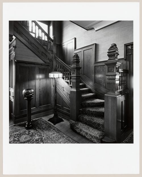 Interior view of the main staircase of Slessor House, 1538 avenue Dr. Penfield, Montréal, Québec