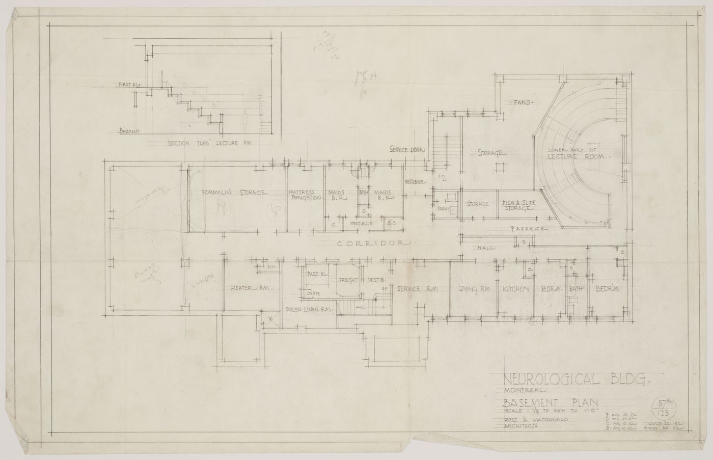 Montréal Neurological Institute, Montréal, Québec: basement plan