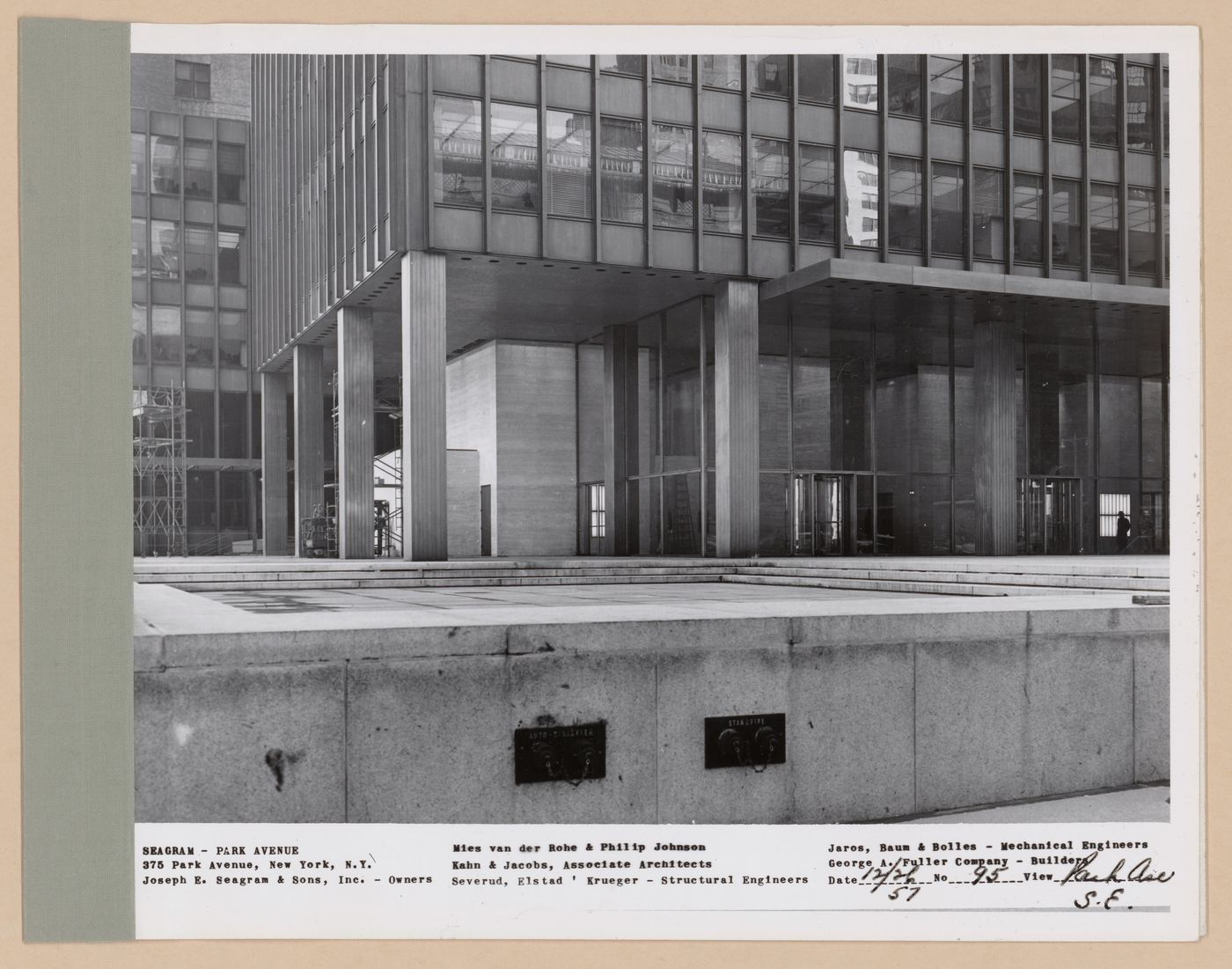Seagram building under construction, 375 Park avenue, New York, N.Y., south-east view Park avenue
