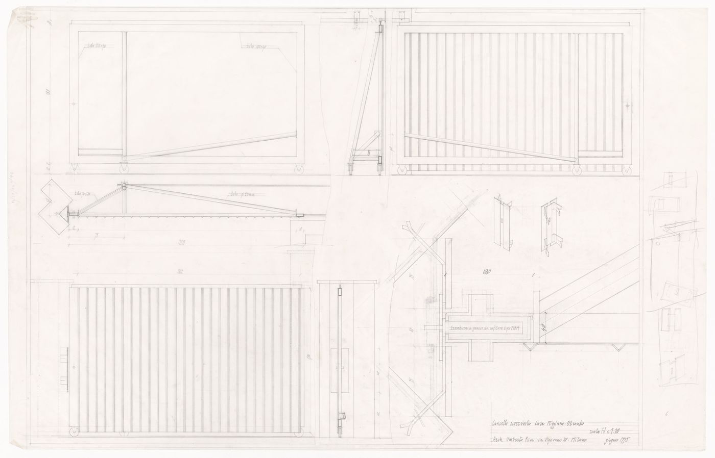 Sliding gate sections and details for Casa Miggiano, Otranto, Italy
