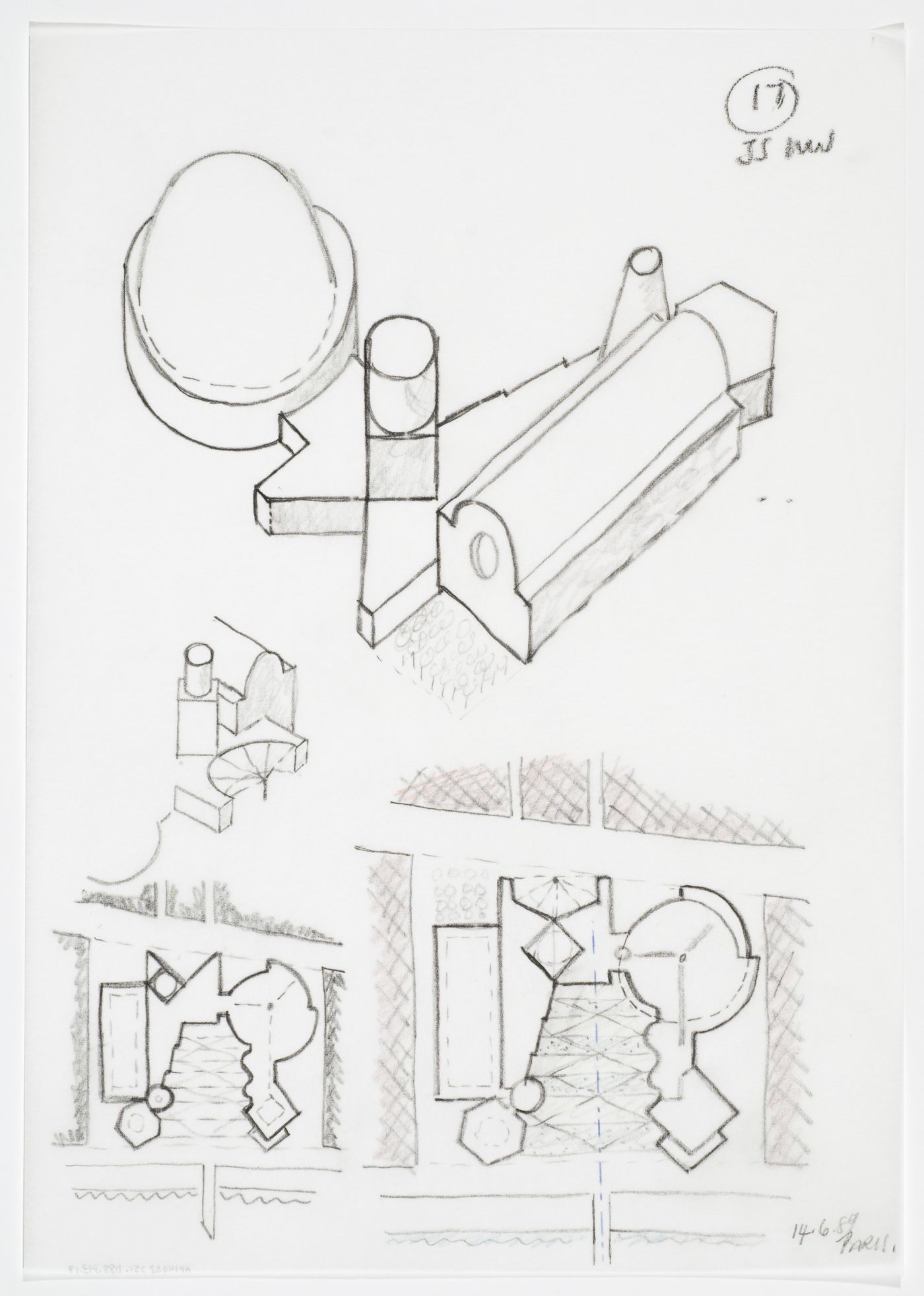 Bibliothèque de France, Paris, France: axonometrics and plans