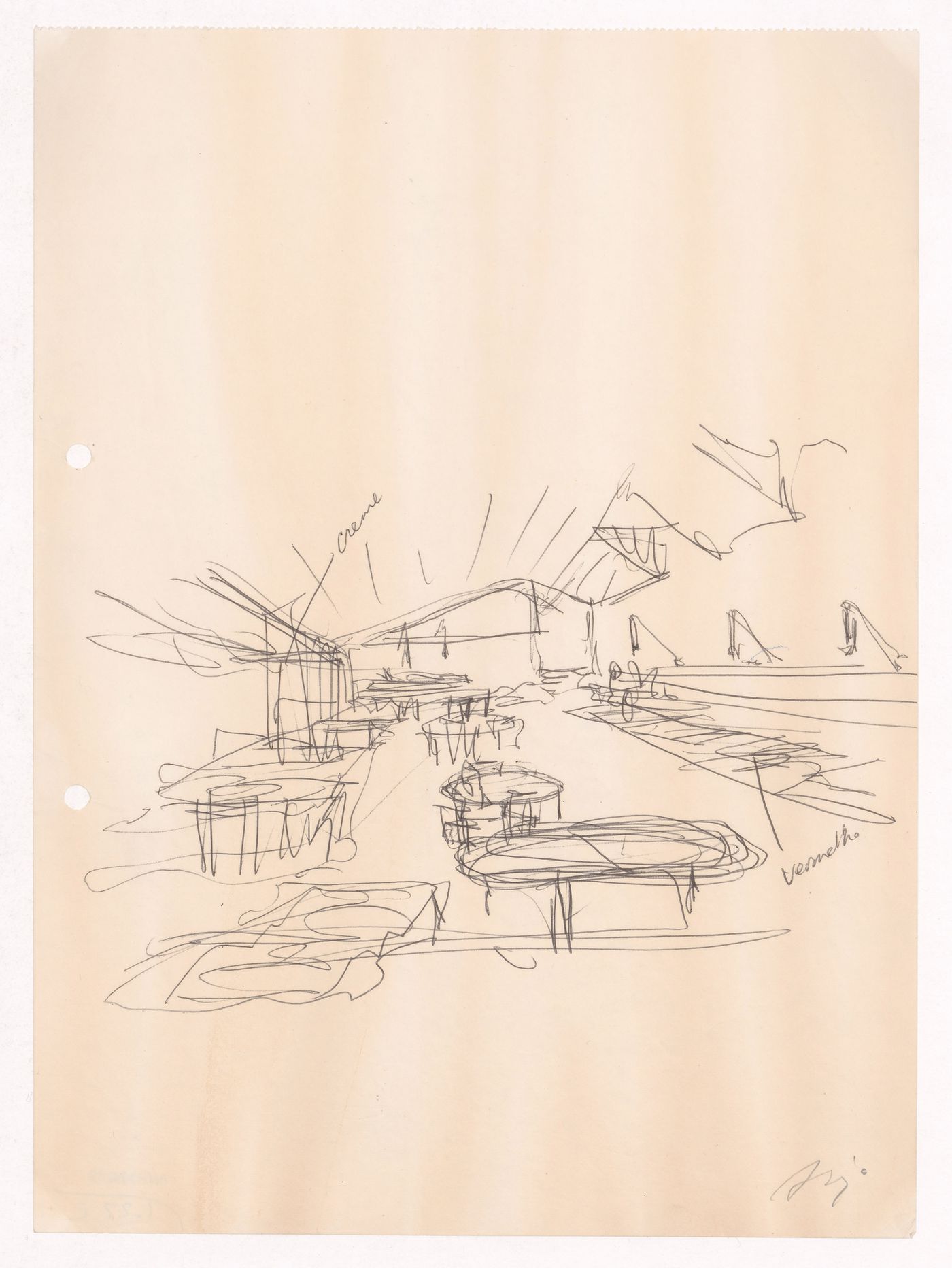 Sketch perspective for Casa de chá, Restaurante da Boa Nova, Leça da Palmeira, Portugal