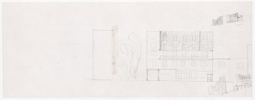 Sketch elevations and sketch perspective for Edificio de Habitaçäo Montreuil (Hamo), Montreuil, France