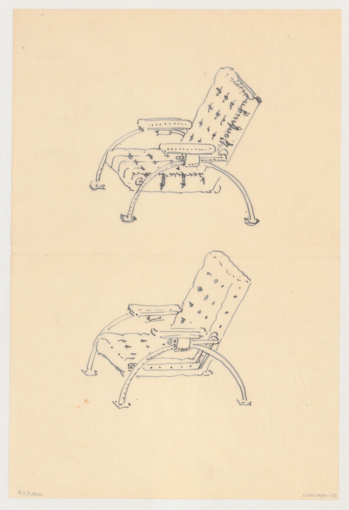 Sketch perspectives for a chair, possibly for Metz & Co., Amsterdam, Netherlands