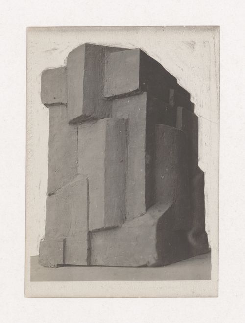 Photograph of a student model on the topic "Finding and Constructing a Voluminous Form Based on Contrast and Rhythmical Combinations of Elements: Turn of the Form" for the "Space" course at the Vkhutemas (Higher State Artistic Technical Studios), Moscow