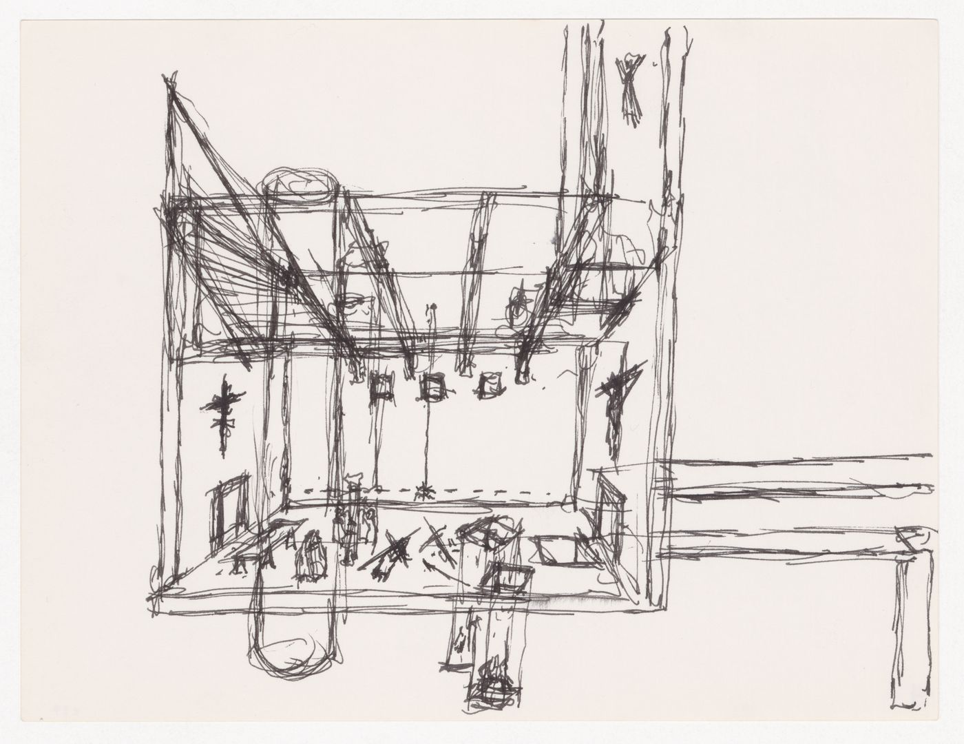 Perspective drawing of structure from "Journey II" (from the series "Pewter Wings, Golden Horns, Stone Veils")