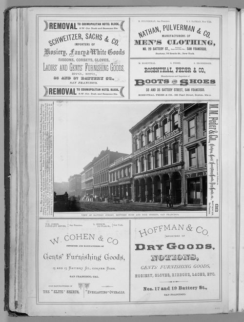 Battery Street, between Bush & Pine: Row of commercial buildings, San Francisco, California