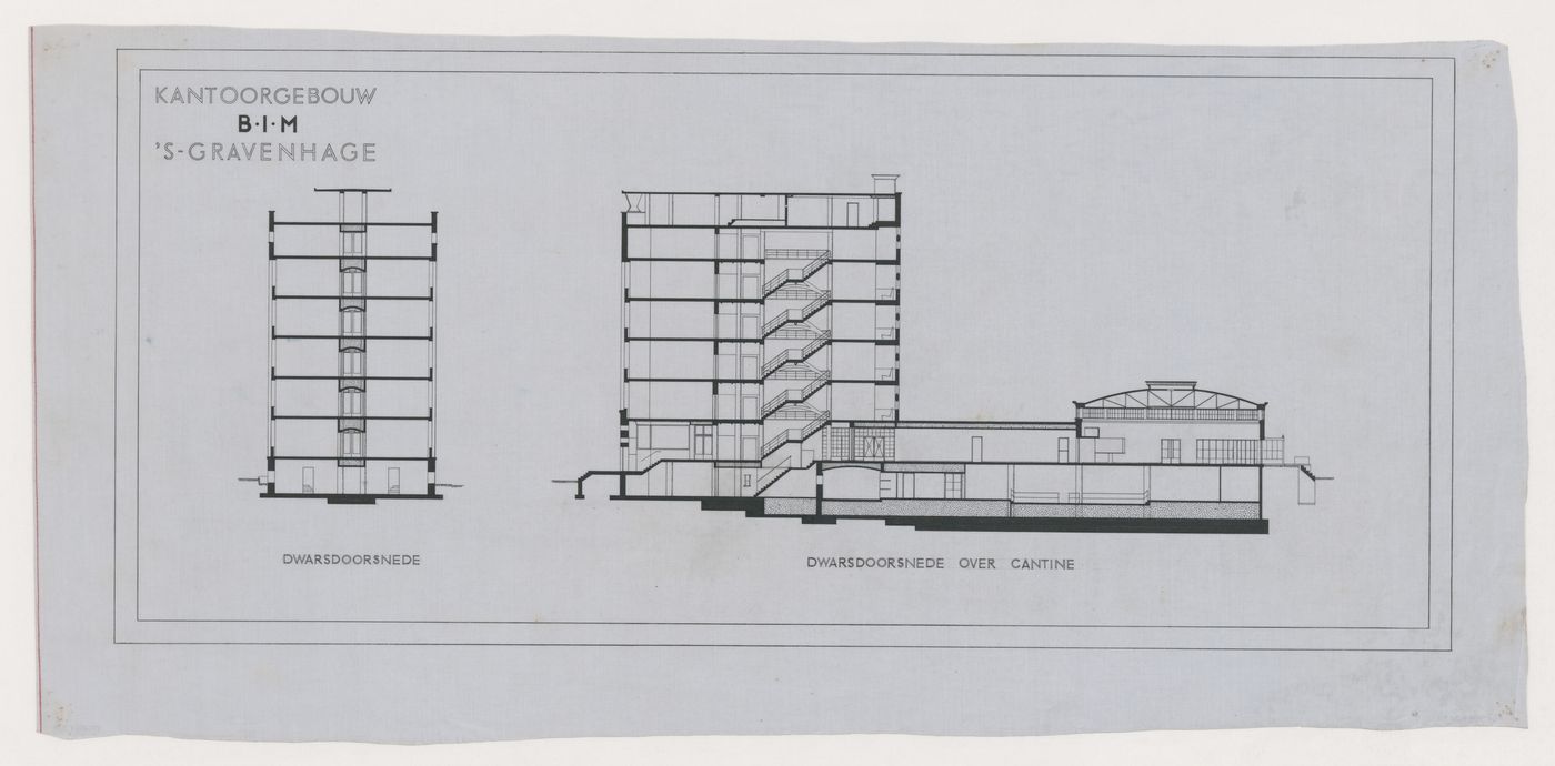 Cross sections for the Shell Building, The Hague, Netherlands