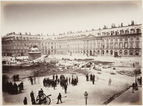 The destruction of the Vendôme column, Place Vendôme, Paris