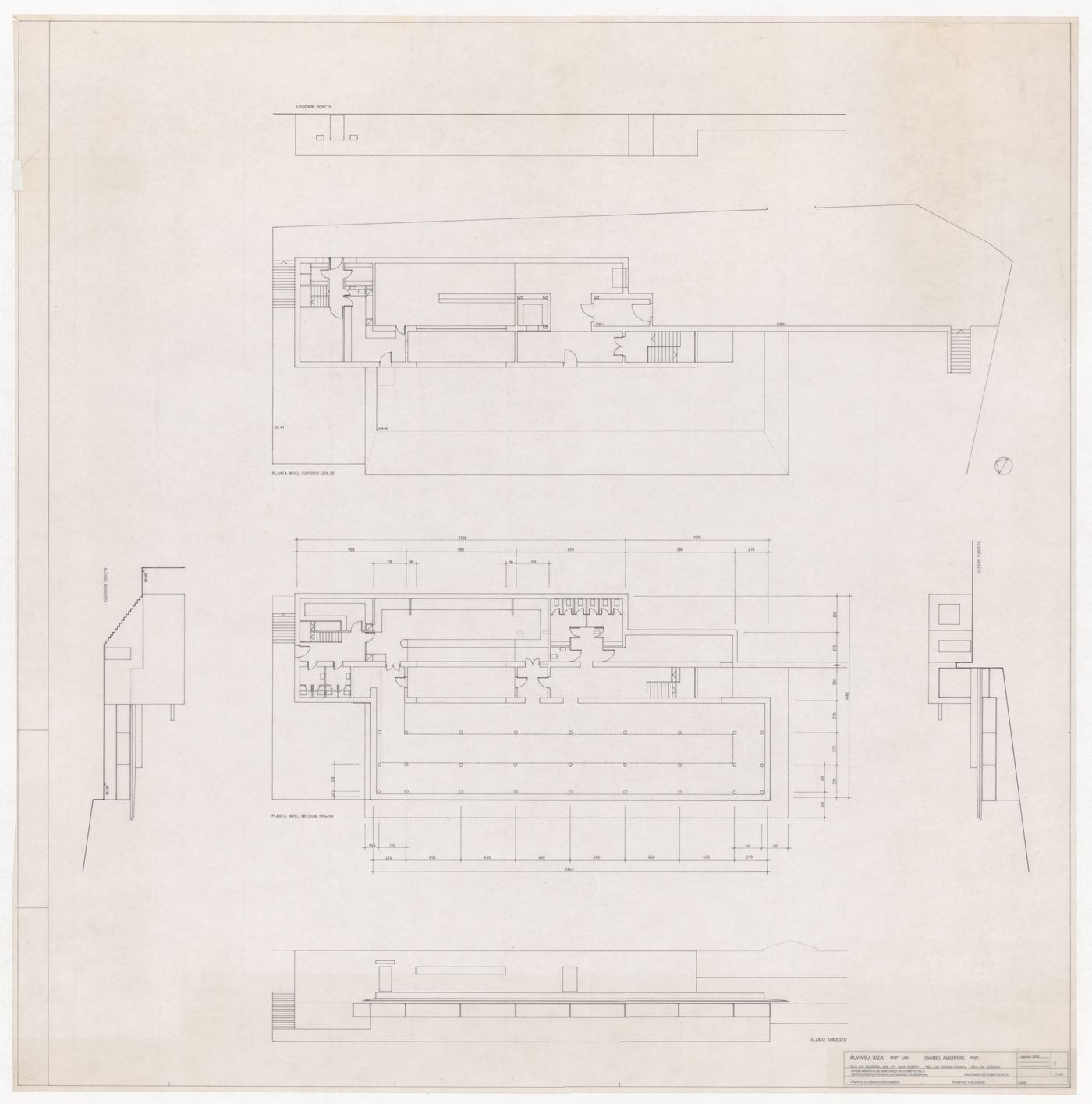 Plans and elevations for Restaurante de Santo Domingo de Bonaval, Santiago de Compostela, Spain