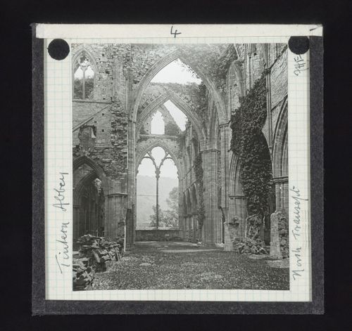 Interior view of north transept of Tintern Abbey, Monmouthshire, Wales