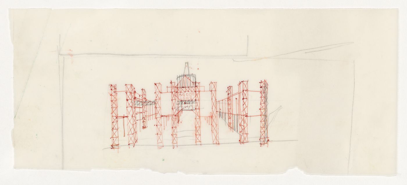 Sketch perspective for Casa dello studente, Trieste, Italy