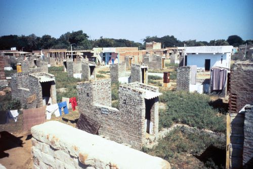 View of Aranya township during construction of sanitary installation used for the Human Settlement Training Package "Package 2: Affordable Urban Design"