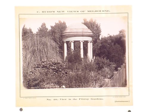 View of a Greek style garden pavilion [?], Fitzroy Gardens, Melbourne, Australia
