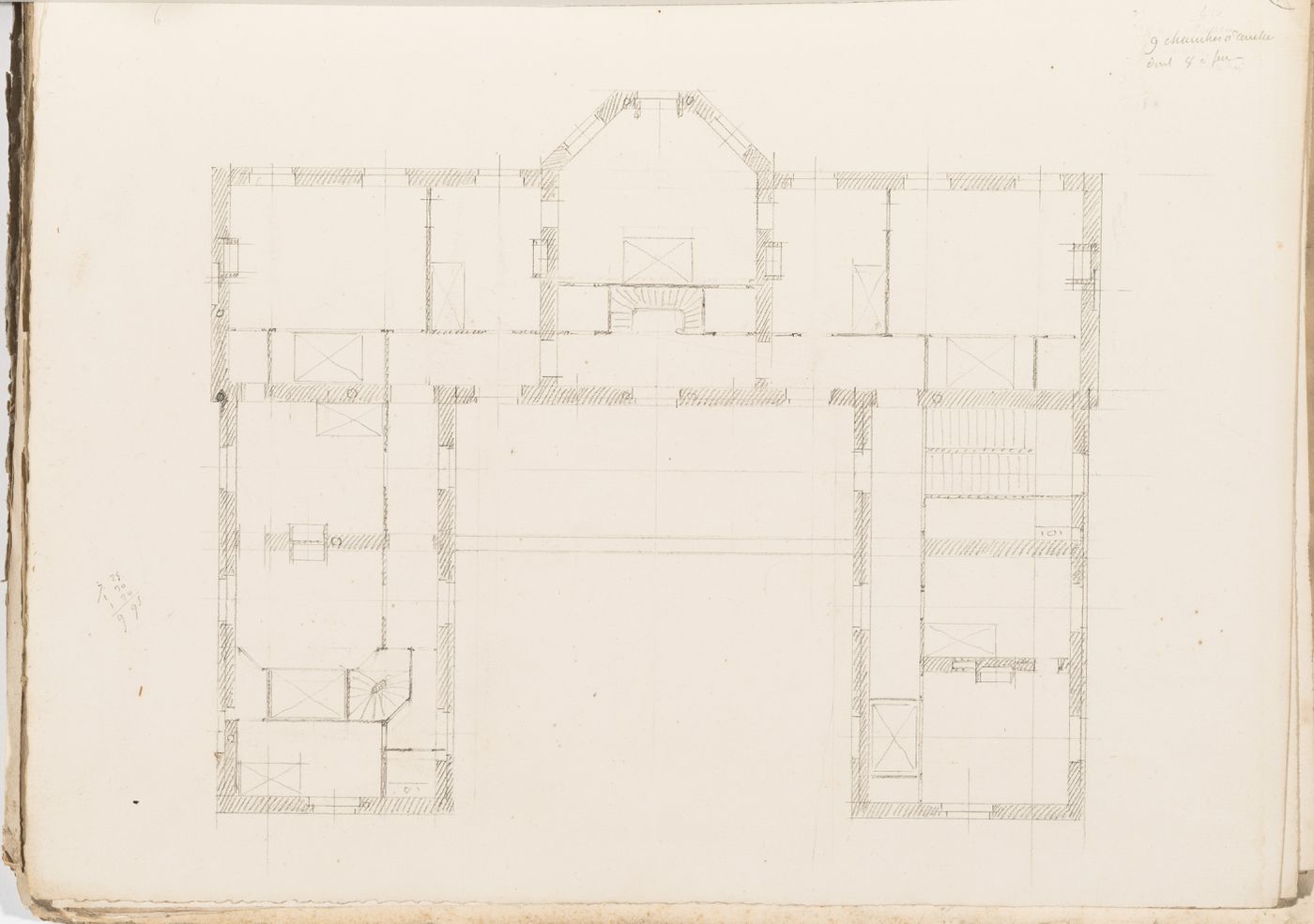 Project no. 1 for a country house for comte Treilhard: First floor plan