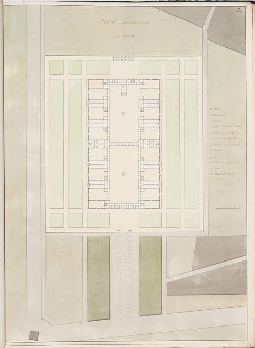 Ideal hospital for 1000 or 1500 patients near the barrière de Monceau, Paris: Site plan number two