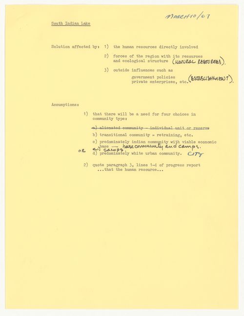 Meeting notes for South Indian Lake, Manitoba