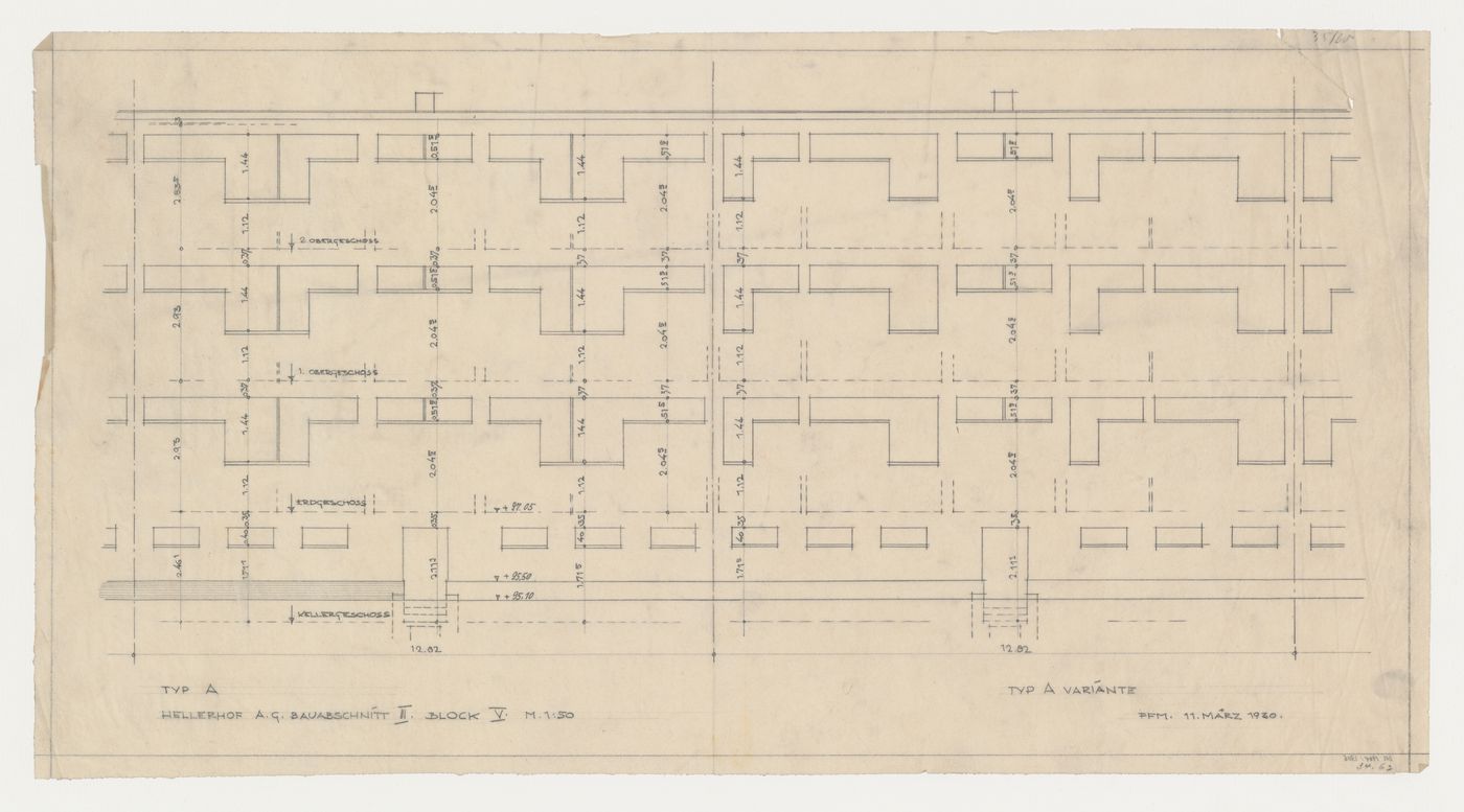 Section for housing units, Hellerhof Housing Estate, Frankfurt am Main, Germany